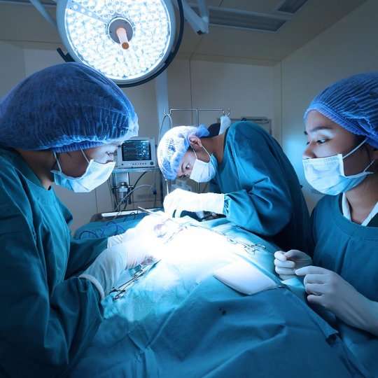 Cardiac surgeons performing advanced heart surgery at Supreme Multispeciality Hospital.